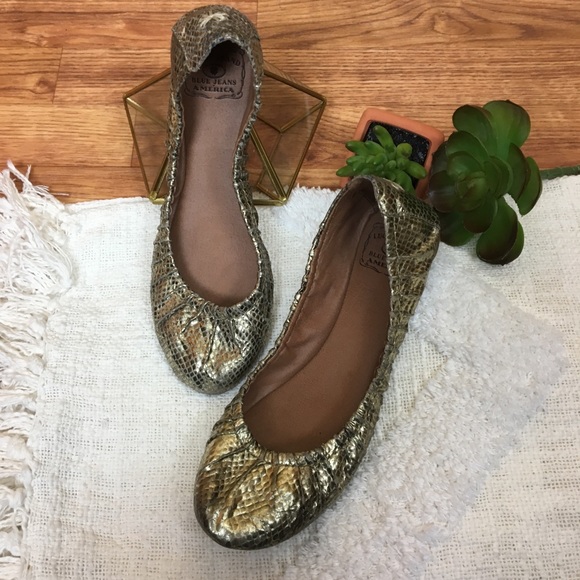 Lucky Brand Shoes - Lucky Brand Ballet Flats Gold Snakeskin
